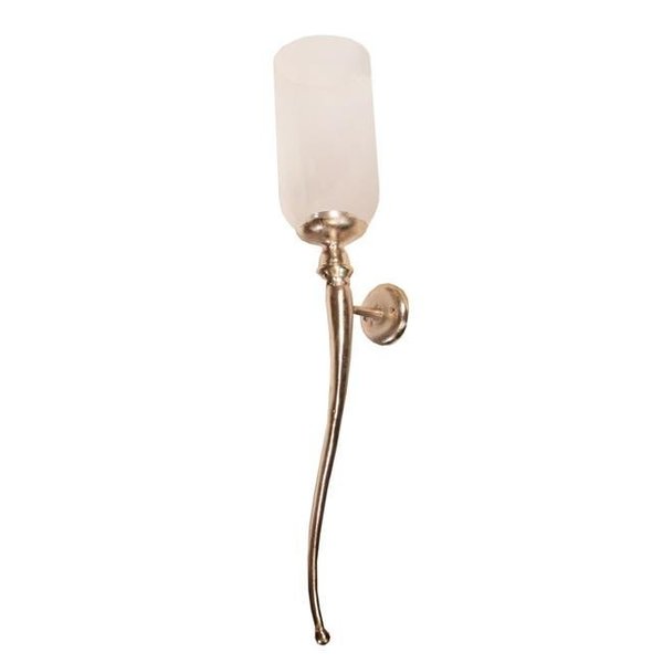 Privilege Privilege 96043 5.75 x 5.75 x 32.5 in. Aluminum Sconce with Glass Candle Ecasing; Large - Raw Nickel 96043